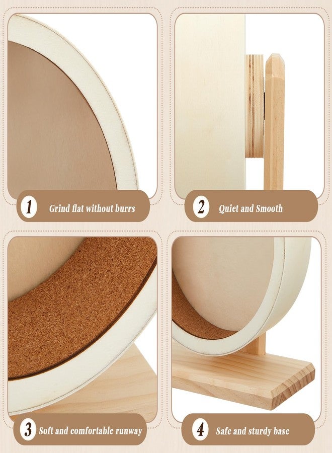 Sonwyoung 2 Pcs S, 7.9 Inch Wooden Hamster Wheels and Wood Hamster Water Bottle Set Guinea Pig Running Silent Exercise Wheels Small Animal Water Dispenser Stand Holder for Guinea Pig Gerbil - Image 4